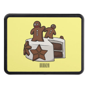 Gingerbread cake cartoon illustration hitch cover