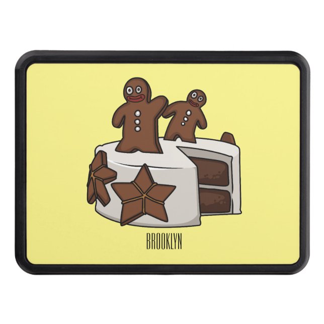 Gingerbread cake cartoon illustration hitch cover (Front)