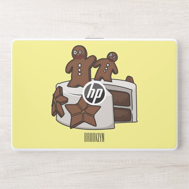 Gingerbread cake cartoon illustration HP laptop skin (Front)