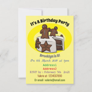 Gingerbread cake cartoon illustration invitation