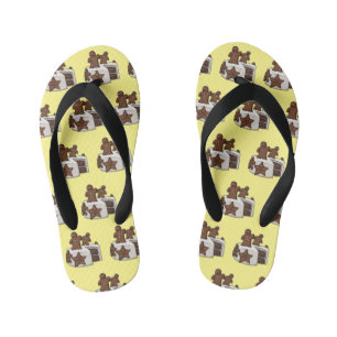 Gingerbread cake cartoon illustration kid's flip flops