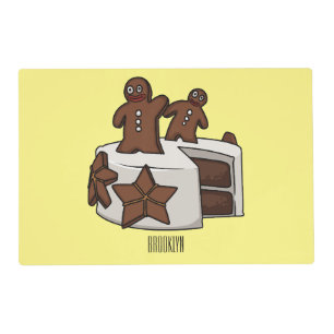 Gingerbread cake cartoon illustration placemat