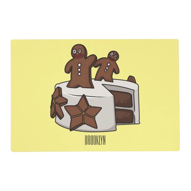 Gingerbread cake cartoon illustration placemat (Front)