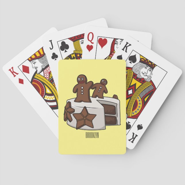 Gingerbread cake cartoon illustration poker cards (Back)