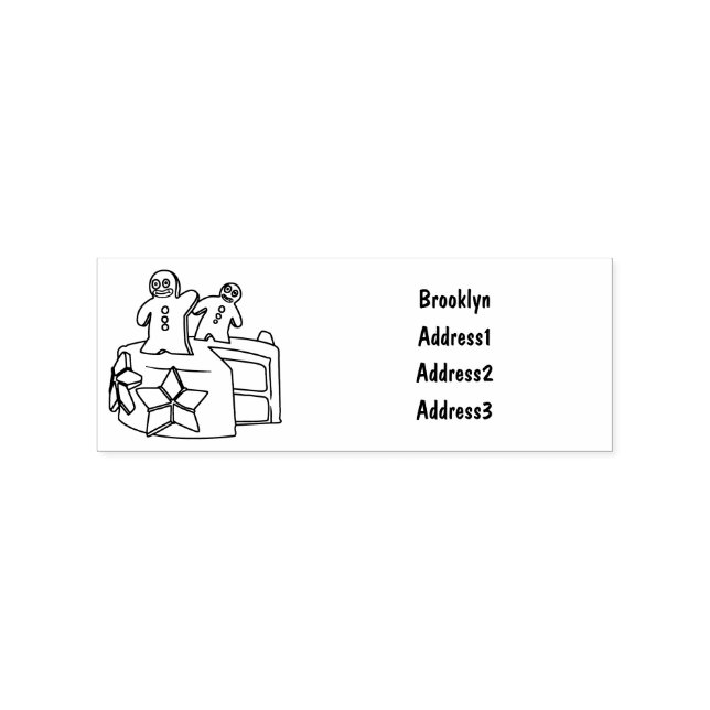 Gingerbread cake cartoon illustration rubber stamp (Imprint)