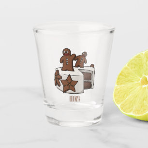 Gingerbread cake cartoon illustration shot glass