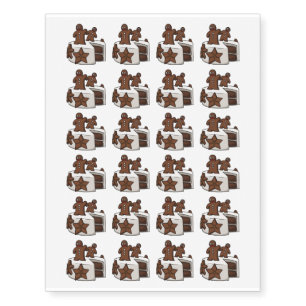 Gingerbread cake cartoon illustration temporary tattoos