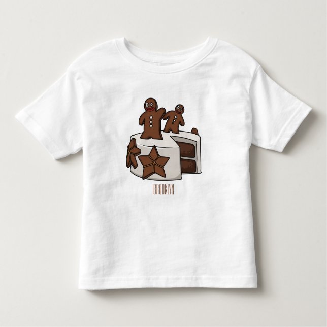Gingerbread cake cartoon illustration toddler t-shirt (Front)