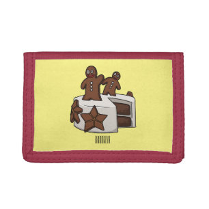 Gingerbread cake cartoon illustration tri-fold wallet