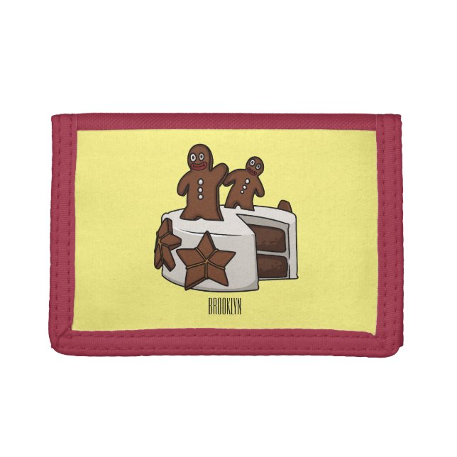 Gingerbread cake cartoon illustration trifold wallet (Front)