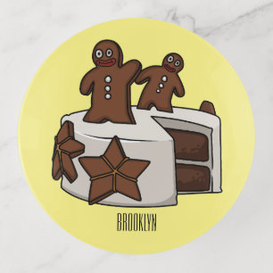 Gingerbread cake cartoon illustration trinket tray