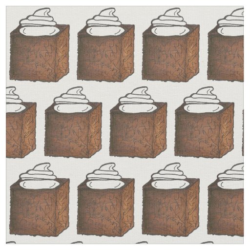 Gingerbread Cake Slice Whipped Cream Dessert Fabric