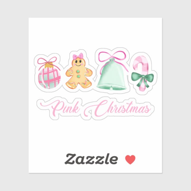 Gingerbread, Candy Cane & Pastel Ornaments Sticker (Sheet)