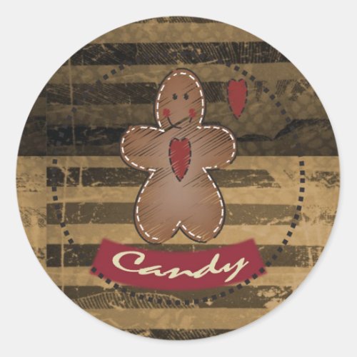 Gingerbread Candy Classic Round Sticker