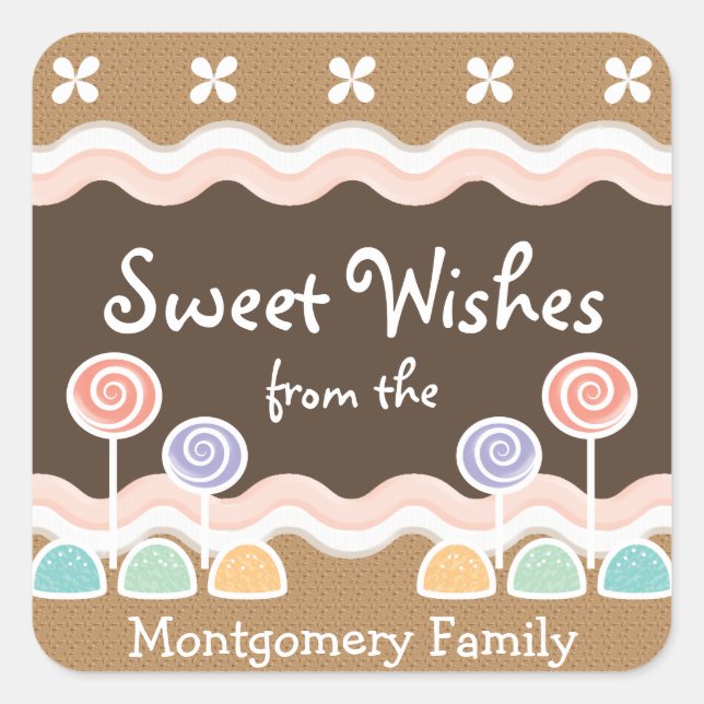 Gingerbread Candyland Holiday Square Sticker (Front)