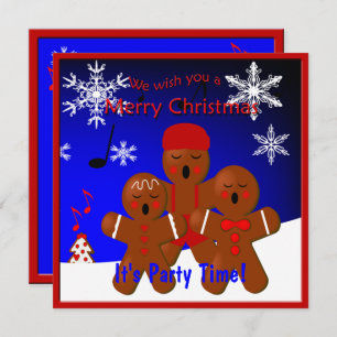 Gingerbread Carolers Merry Christmas Invitation