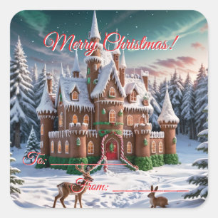 Gingerbread Castle from the Christmas Forest Square Sticker