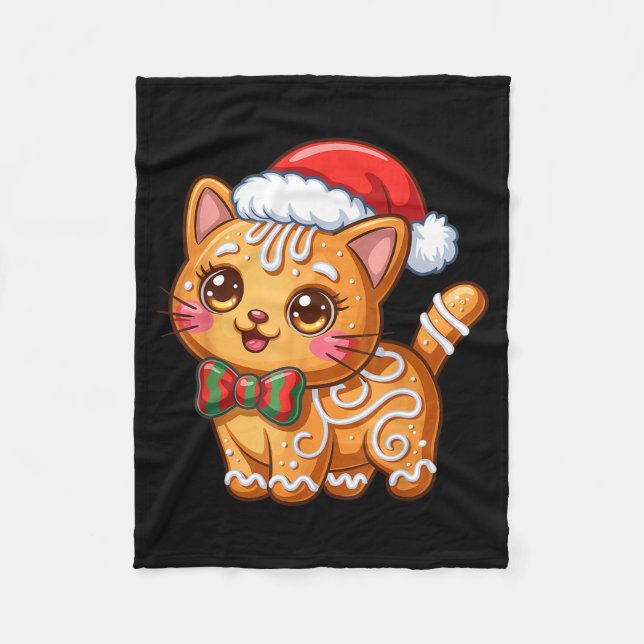 Gingerbread Cat Christmas Cat Lover Xmas  Fleece Blanket (Front)