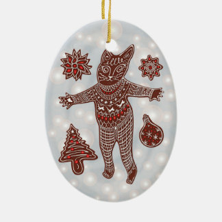 Gingerbread Cat & Cookies Christmas Tree Ornament