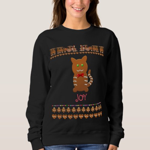 Gingerbread Cat With A Red Bow Sweatshirt