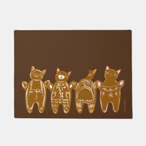 Gingerbread Cats _ Hand Painted Doormat