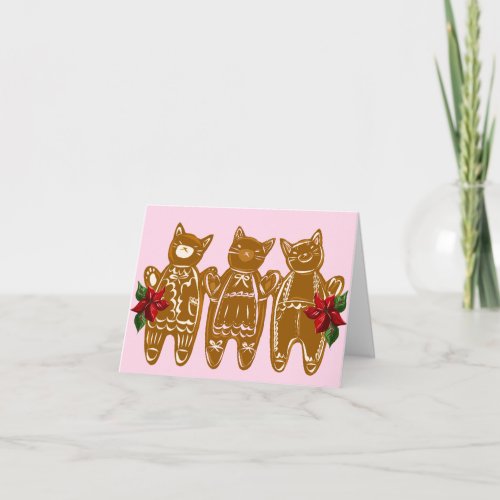 Gingerbread Cats  Spun Sugar _ Hand Painted Card