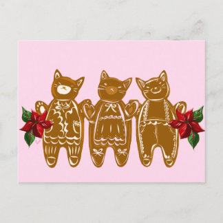Gingerbread Cats & Spun Sugar - Hand Painted Postcard