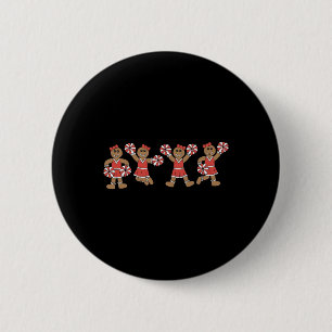 Gingerbread Cheerleader Team Cheerleading Christma Button