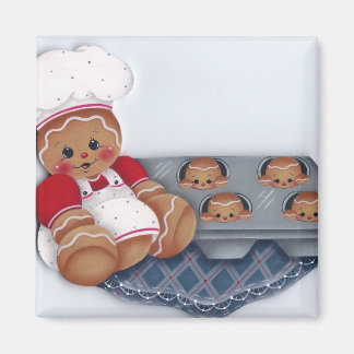Gingerbread Chef and Baby Ginger Muffins Magnet