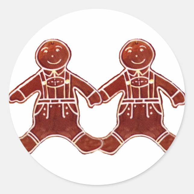 Gingerbread Children Boys The MUSEUM Zazzle Gifts Classic Round Sticker (Front)