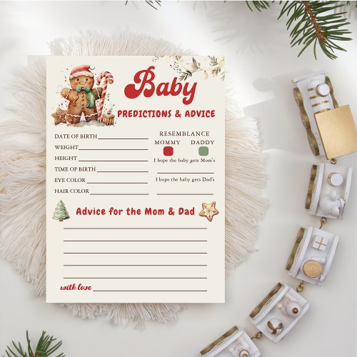 Gingerbread Christmas Baby Predictions Advice Game Invitation