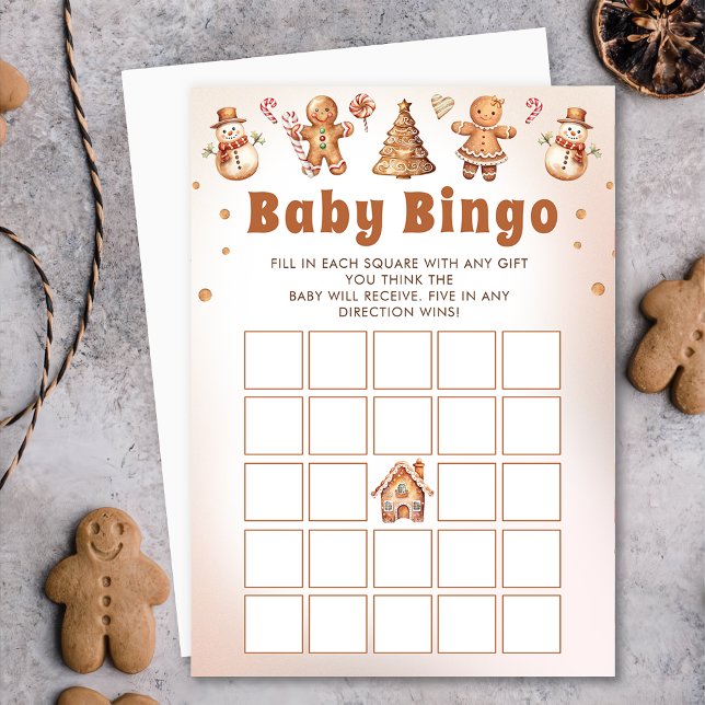 Gingerbread Christmas Baby Shower Bingo Game Invitation (Creator Uploaded)