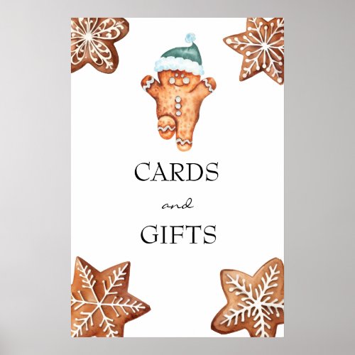 Gingerbread  Christmas Baby Shower Cards  Gifts Poster