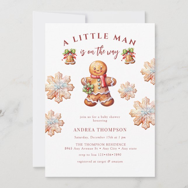 Gingerbread | Christmas Baby Shower  Invitation (Front)