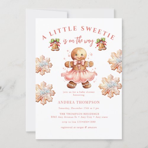 Gingerbread  Christmas Baby Shower  Invitation