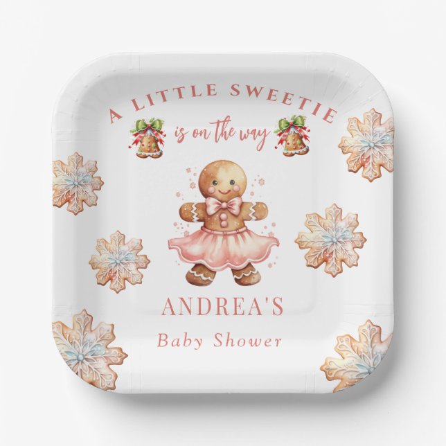 Gingerbread | Christmas Baby Shower  Paper Plates (Front)