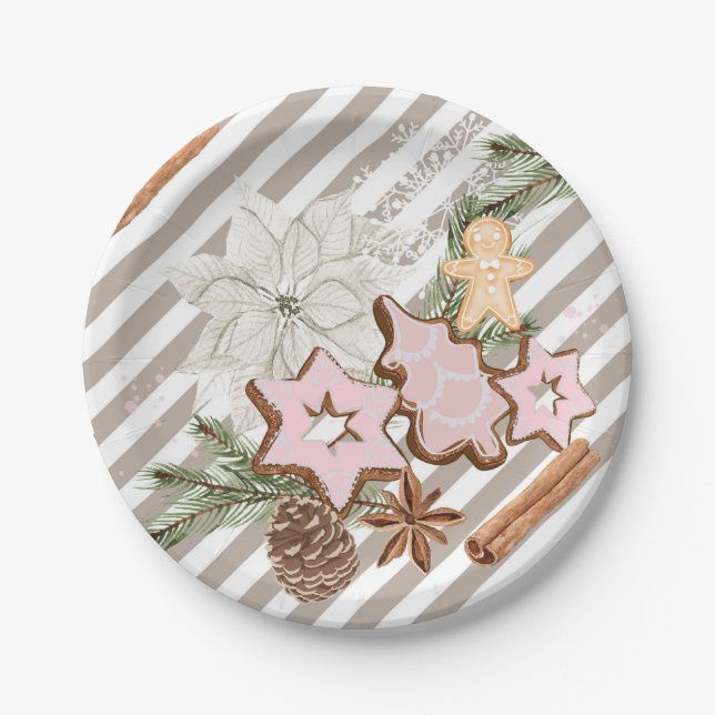 Gingerbread | Christmas Baby Shower  Paper Plates (Front)