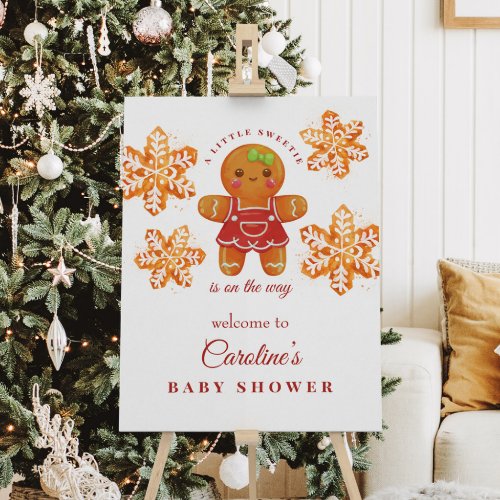 Gingerbread Christmas Baby Shower Welcome Sign