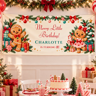 Gingerbread Christmas Birthday Name & Age Banner