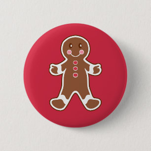 Gingerbread Christmas Button Pin