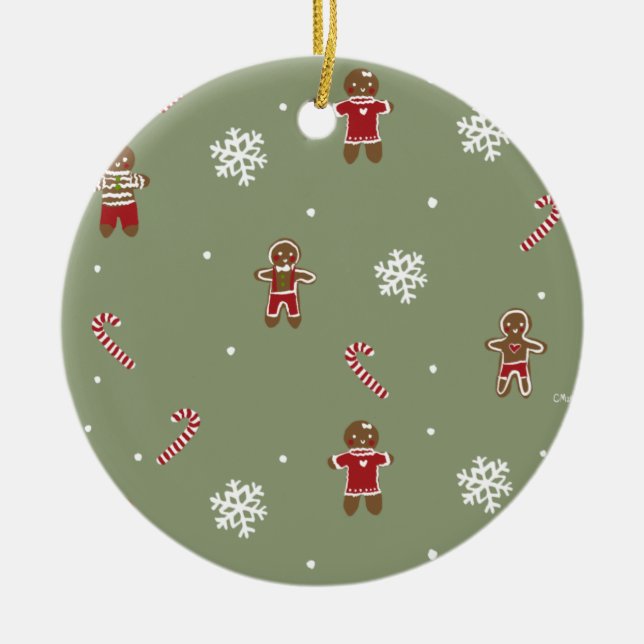 Gingerbread Christmas  Ceramic Ornament (Front)