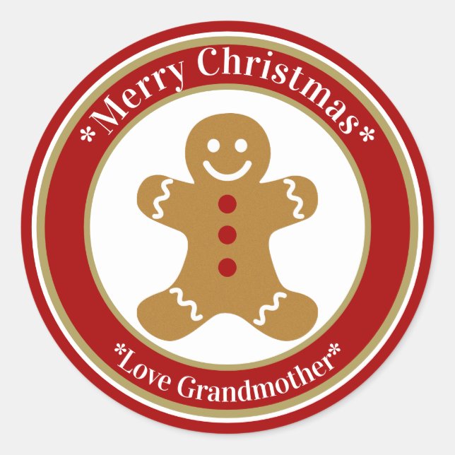 Gingerbread Christmas Classic Round Sticker (Front)