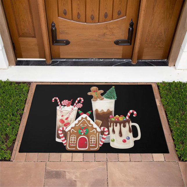 Gingerbread Christmas Coffee Lover Gift Xmas  Doormat (Outdoor)