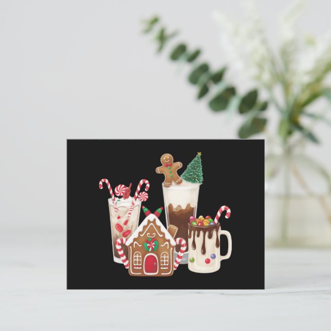 Gingerbread Christmas Coffee Lover Gift Xmas  Holiday Postcard (Standing Front)