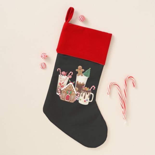 Gingerbread Christmas Coffee Lover Gift Xmas  Stocking (Front)