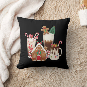Gingerbread Christmas Coffee Lover Gift Xmas Throw Pillow