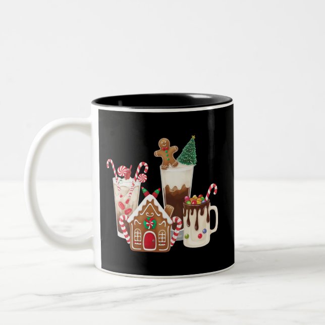 Gingerbread Christmas Coffee Lover Gift Xmas  Two-Tone Coffee Mug (Left)
