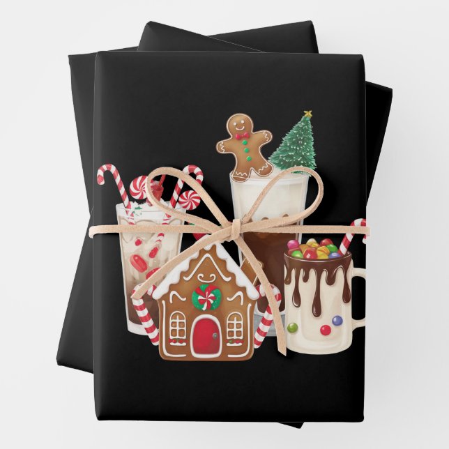 Gingerbread Christmas Coffee Lover Gift Xmas  Wrapping Paper Sheets (In situ)