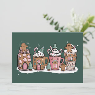 Gingerbread Christmas Coffee Lover Latte Drink Holiday Card