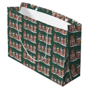 Gingerbread Christmas Coffee Lover Latte Drink  Large Gift Bag